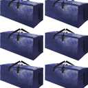 SWEET DOLPHIN 6 Pack Extra Large Moving Bags with Strong Zippers & Carrying Handles, Heavy Duty Storage Tote for Space Saving Moving Storage, Fold Flat, Alternative to Moving Box (Navy Blue)