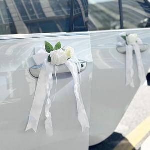 4PCS Wedding Car Door Handle Decorative Flowers, White Artificial Cars Bouquet Flower Bowknot Ribbon Decor, Just Married Automotive Decorations Accessories for Door Handles 4PCS Wedding Car Door Handle Decorative Flowers, White Artificial Cars Bouquet Flower Bowknot Ribbon Decor, Just Married Automotive Decorations Accessories for Door Handles