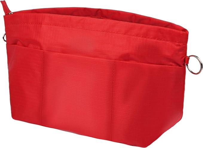 Handbag Purse Tote Pocketbook Organizer Insert Zipper Closure 11 Pockets Red