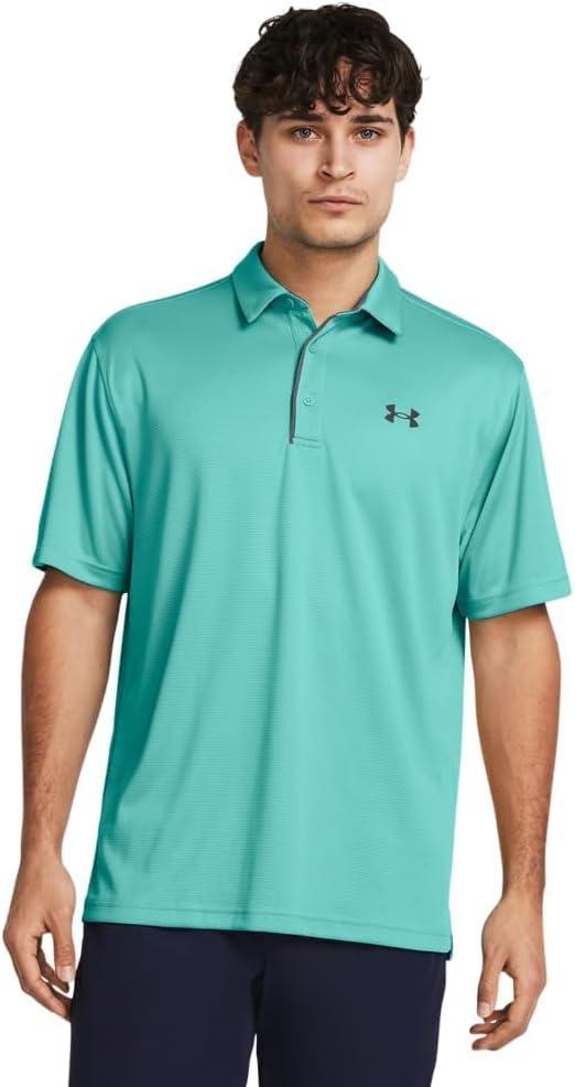 Under Armour Men's Tech Golf Polo (Large, (957) Green Wave / / Pitch Gray)