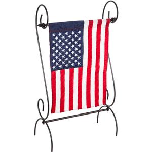 Evergreen Scroll American Garden Flag Stand | Premium Metal Iron Flag Holder Stand | Fits 12x18 Garden Flags for Outside