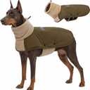 ASENKU Dog Coat, Dog Winter Jackets with Fleece Turtleneck, Windproof, Reflective Pet Snow Jacket for Cold Weather, Coats for Large Size Dogs Army Green, XXL