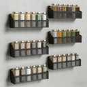 6 Spice Rack Wall Mount Pantry Organizer for Cabinet Over Door, Hanging Black Spice Pantry Organization Storage Shelf, Farmhouse Kitchen Seasoning Organizer