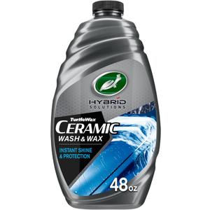 Turtle Wax Hybrid Solutions Ceramic Car Wash and Wax, Gentle pH Neutral Car Cleaner with Extreme Water Beading Paint Protection, High Gloss Spot-Free, Car Wax Shine, Fruity Scent, 48 oz (Pack of 1)
