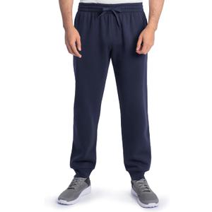 Fruit of The Loom Eversoft Fleece Joggers with Pockets, Relaxed Fit, Moisture Wicking, Breathable, Tapered Sweatpants (Cotton Blend - Navy)