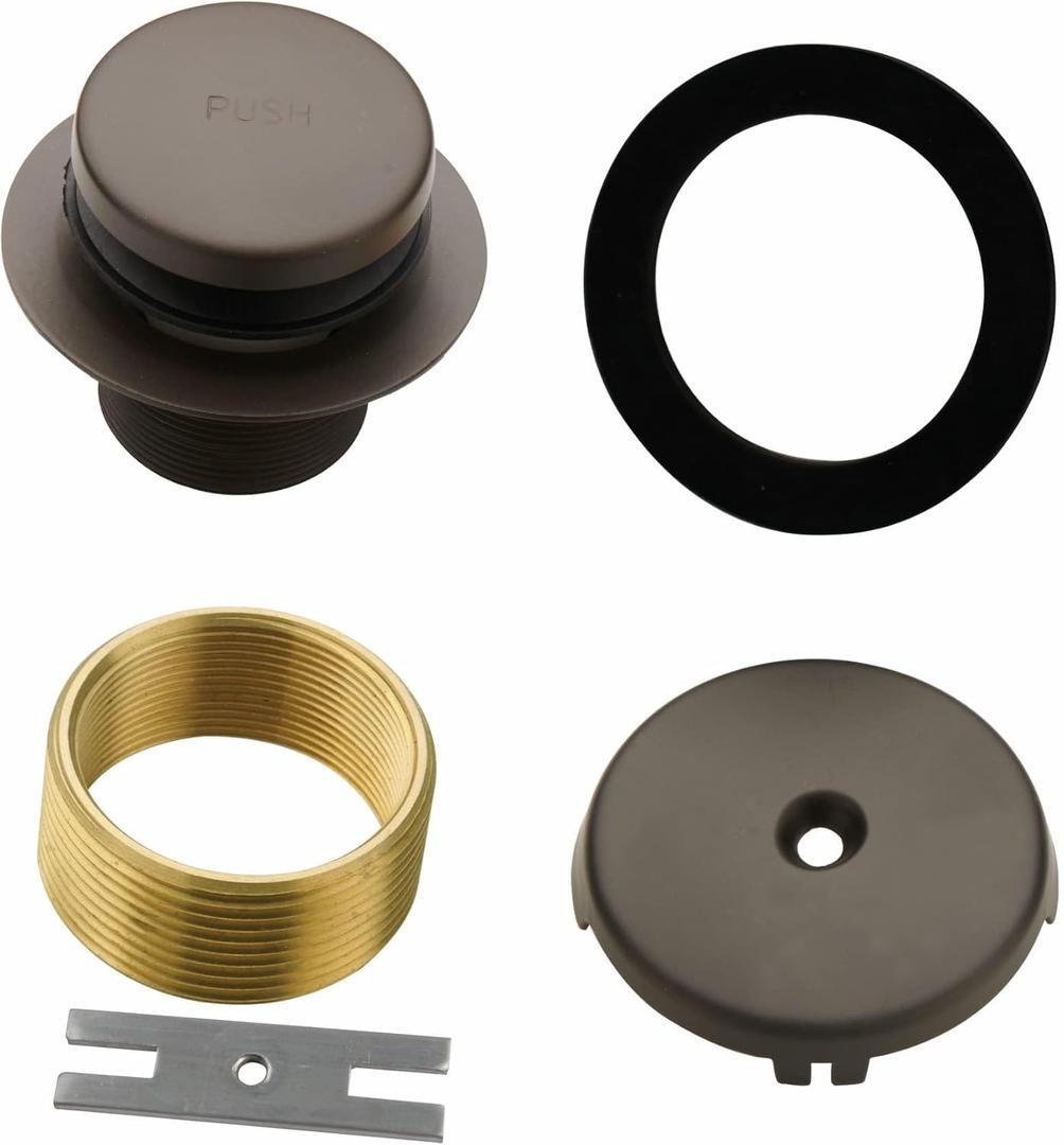 Bronze Tub Drain Tip Toe Bathtub Drain Conversion Kit Assembly, Oil Rubber Bronze Replacement Bath Drain Trim Kit with Single Hole Overflow Faceplate and Universal Fine/Coarse Thread Assembly