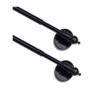 Magnetic Curtain Rods for Metal Doors，Multi-Use Adjustable Appliance for Windows Iron Steel Places，16-28 Inch，Black，2 Pack