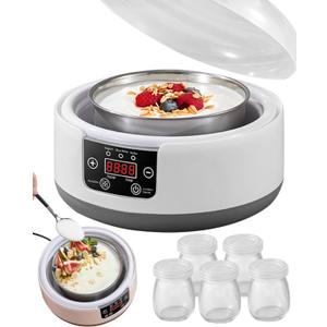 36 Hour Yogurt Maker, Automatic Digital Yoghurt Maker with Constant Temperature Control and Timer, Multifunctional Probiotic Yogurt Machine for Home Cheese, Fruit Wine (With 5 Glass Jars 42 Ozs)