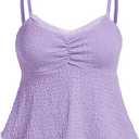 SOLY HUX Women's Peplum Tops Summer Casual Ruched Flowy Going Out Top Spaghetti Strap Tank Camisole, XL