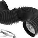 Vent Hose Flexible PVC Aluminum Foil Ducting Vent Hose for HVAC Ventilation with 2 Clamps (6in 25ft)