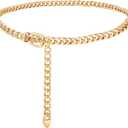 WHIPPY Waist Chain Belt Women Ladies Adjustable Body Waist Link Belts for Jeans Dresses (M: Fit for Waist up to 35 Inches, A-gold Tone-chain)