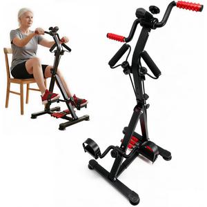 3-in-1 Pedal Exerciser with Resistance Bands, Under Desk Bike for Seniors Arm & Leg Workout, Adjustable Tension Floor Cycle with Massage Rollers, Seated Mobility Equipment
