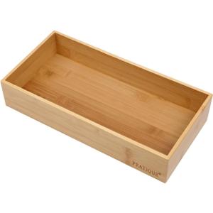PRATIQUE Bamboo Drawer Organizer - Kitchen Utensil Organizer Silverware Tray Cutlery HolderOffice Desk Supplies and Accessories (12x5.9x2.6 inch)