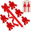 WILLBOND 6 Pcs Red Christmas Cabinet Ribbons Bows Large Red Bow Christmas Door Kitchen Cabinet Ribbon Bows Locker for Xmas Holidays Party Decorations Supplies