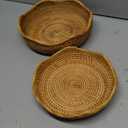 YANGQIHOME Rattan Bread Basket, Round Fruit Baskets, Wicker Storage Bowls, Natural Woven Serving Basket Bowls, Decorative Baskets for Kitchen Counter Organizing, Set Of 2