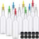 Tioncy 10 Sets 15oz Plastic Liquor Bottles with Pourers Sets 10 Plastic Long Neck Syrup Bottles with Pourer and Caps Reusable Leakproof for Home Party Bar (Multicolor) (red, yellow, blue, green, transparent)