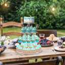 YestBuy 4 Tier Round Acrylic Cupcake Stand with Base, Premium Cupcake Holder, Acrylic Cupcake Tower Display Cady Bar Party Dcor Display for Pastry (4" Between 2 Layers with Base)