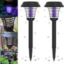 2 Pcs Solar Bug Zapper Outdoor Rechargeable Mosquito Fly Zapper Outdoor