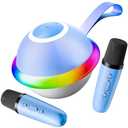 Kids Karaoke Machine for Boys Girls with Dual Microphones for Ages 3-12, Youth Karaoke Machine for Children, Bluetooth Speaker, Purple, Portable Design, 2 Wireless Mics-Blue