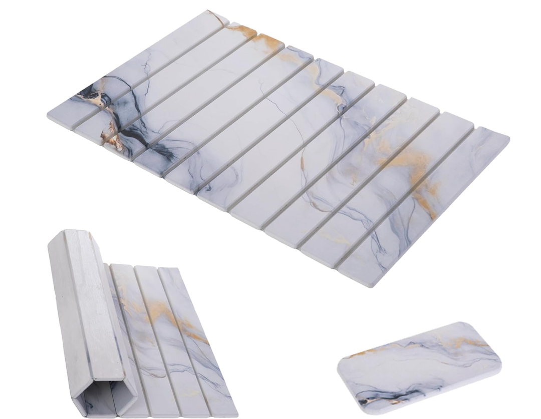 Stone Drying Mat for Kitchen Counter - 24” L x 16” W, Absorbent, Washable, Eco-Friendly, Quick Dry Stone Mat Kitchen, Diatomaceous Earth Dish Drying Mat, Non-Slip, Rollable