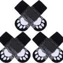 EXPAWLORER 6PCS Anti-Slip Dog Socks to Prevent Licking Paws,Dog Shoes for Hot Pavement,Best Paw Protector Traction Control on Hardwood Floor,Dog Booties for PuppySenior Dogs (Grey, XXS)