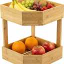 Yerliker 2 Tier Bamboo Corner Shelf Kitchen Fruit Cabinet Organizer Bamboo Corner Fruit Basket for Kitchen Countertop Space Saving Rack Counter Pantry Storage for Vegetables Spice Bottles Plates
