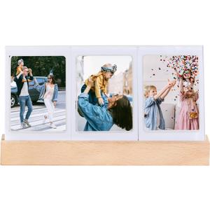 WOGOZAN Mini Picture Frame For Fujifilm instax Mini 13/12/11/SE/41/EVO Instant Camera and Polaroid 2.15 x 3.4 inches Film Photo, Can Be Used As Night Light Place 3 Photos