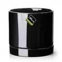 Aveyas 10 inch Ceramic Plant Pot with Drainage Hole and Saucer - Suitable for Indoor and Outdoor Use, Modern Planters for House Garden Flower Tree Snake Monstera Plants (Glossy Black)