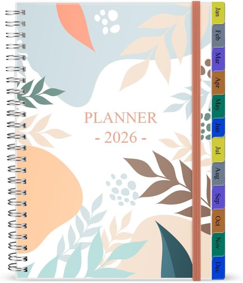 2 x 2026 Planner - Weekly & Monthly Planner Runs January 2026 to December 2026, 6.25" x 8.25", 12 Monthly Tabs, 14 Notes Pages, Inner Pocket, Flexible Cover with Twin-Wire Binding, Planners 2026