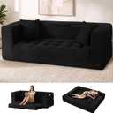 MAXYOYO Folding Sofa Bed, Convertible Boneless Loveseat Couch with Pillow, 3 Seater