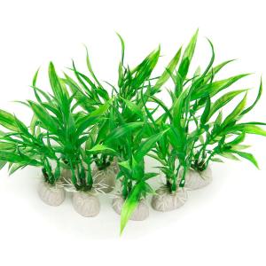 COMSUN 10 Pack Artificial Aquarium Plants, Small Size 4 inch Approximate Height Fish Tank Decorations Home Dcor Plastic Green
