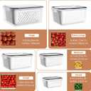 KEMETHY 10 Pack Fruit Storage Containers for Fridge with Removable Colanders - Food Storage Containers with Lids, BPA-Free Produce Containers Keep Fruits, Vegetables, Berry, Meat Fresh Longer