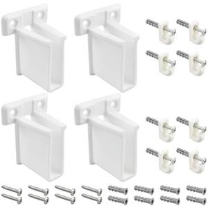 ZIUZI Wire Shelf End Bracket and White Down Wall Clips Kits, 4 Pcs White Plastic Closet Shelves Brackets and 8 Pcs Wire Shelf Loop Clip for Shelves Closet (Fasteners Included)