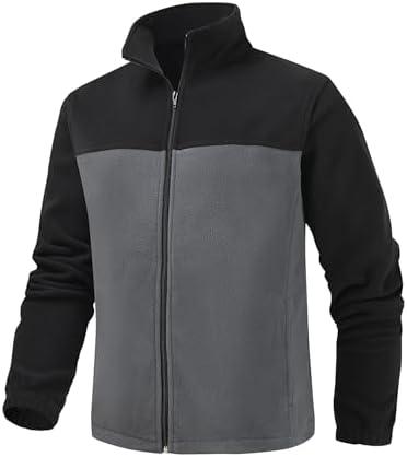 Puhope Men's Casual Outdoor Fleece Zip Jacket Long Sleeve Warm Winter Coat for Men with Zip Pocket, Size: S