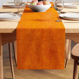 Encasa XO Dining Table Runner 4 to 6 Seater | 13x72 in | Orange | Fine Chenille Fabric | Machine Washable
