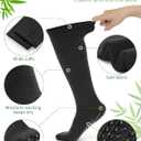 4 Pairs knee high socks for women Bamboo Calf Dress Long Athletic Tall Tube Socks for Outdoor Sport (Medium, Black, Grey)