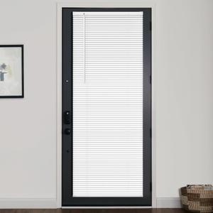 Vinyl Mini Blinds - Cordless French Door Blinds for Privacy, Light Filtering Horizontal Shades for Front Door & Patio Sidelight - 28" W x 72" H, White