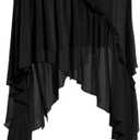 Verdusa Women's Flowy Asymmetrical Skirt Boho Ruffle Drop Waist Mini Skirt Country Concert Outfits (Black, XS)