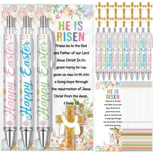 Ceenna 144 Pcs Easter Gifts Bulk Include Happy Ballpoint Pens Gold Cross Pins Christian Blessing Bookmarks, Easter Party Favors for Office Coworkers Friends