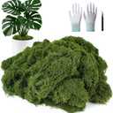 MGLIFEUL 12OZ Artificial Fake Moss for Crafts Plants Indoor with Non-Stick Gloves and TweezersPreserved Green Plant Faux Craft Moss Musgo for Fairy Garden Indoor Outdoor Home Decorating Model Making
