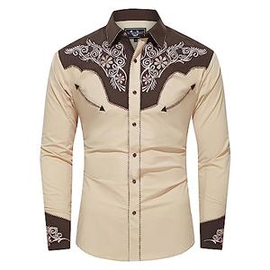 EL PIONERO Men's Western Shirt Long Sleeve Embroidered Cowboy Casual Snap Button Shirt XL