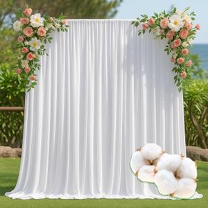 Prism 10x9ft Organic Cotton White Backdrop Curtain for Parties Soft Fabric Drapes Wedding White Curtain Backdrop for Birthday Party Decorations Background for Photography 5x9ft, 2 Panels