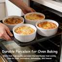 Cinf White 10 oz Set of 4 Souffle Dishes Ramekins Oven Microwave Safe Bowls Creme Brulee Sauce Cups for Baking Cooking Porcelain Individual Serving Size for Desserts