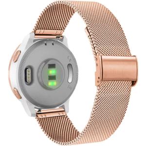 Abanen Watch Bands for Garmin Vivoactive 4S / Vivomove 3S / Venu 2S / Venu 3S, 18mm Quick Release Stainless Steel Metal Mesh Women Wristband Strap for Forerunner 255s/265s (Rose Gold)