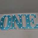 3 Pieces LED Light up Letter ONE Plastic Marquee Number Lights First Birthday Sign 1st Birthday Decorations Light up Letters for Boys Girls Baby 1 Year Old Birthday Party Supplies(Blue)