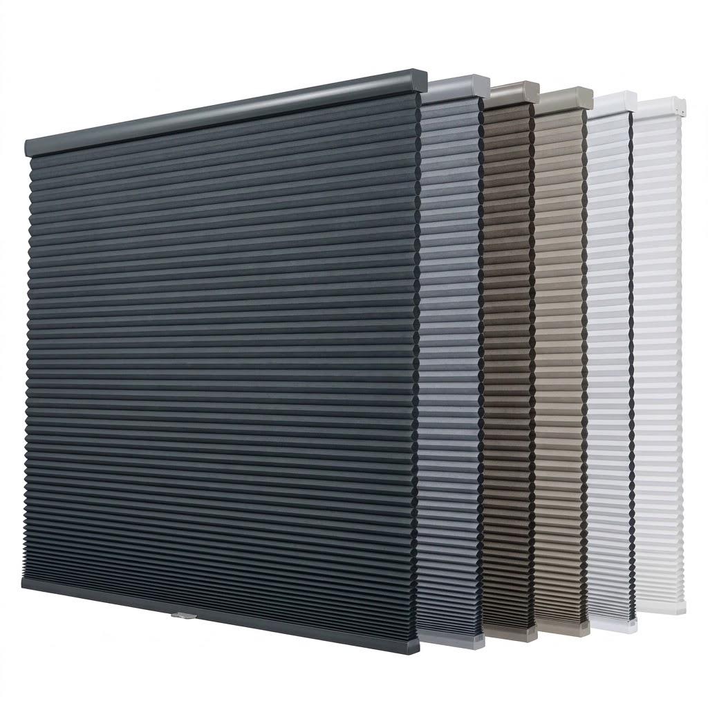 Persilux Custom Blackout Cellular Shades Window Blinds Cordless Free-Stop Honeycomb Blinds for Windows (Grey, 30"W x 48"H) Window Shades for Home, Room Darkening Cellular Blinds & Shades for Bedroom, 30" W X 48" H Ready Made