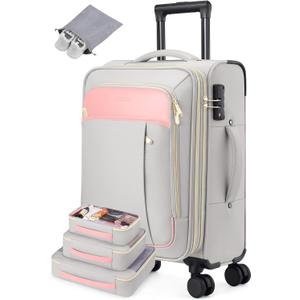 Softside Expandable Carry On Luggage, 20in Carry on Suitcase with Wheels