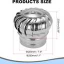 PATIKIL 7.9 Inch Exhaust Cap Roof Flue Vent Stainless Steel Roof Vent Wind Turbine Cap Cover Round Rotation Flue Vent for Outside Chimney Cover Flue Caps