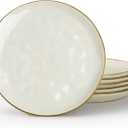 famiware Dinner Plates Set of 6, 10.25 inch Pasta Plate, Ocean Round Stoneware Dessert Plates Dish Set for Kitchen Microwave Dishwasher Safe, Scratch Resistant, Vanilla White