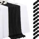 10 Pack Black Cheesecloth Table Runner 17x108 Inch Semi Sheer Boho Gauze Cheese Cloth Table Runners, for Wedding Bridal Shower Birthday Party Home Decor Garden Farmhouse